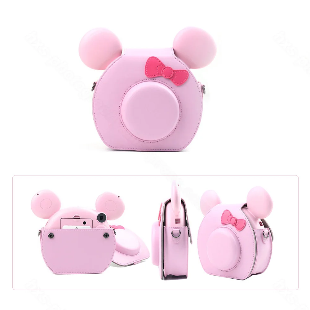 Fujifilm Instax Mini Tsum Tsum Camera Protector Case with Shoulder Strap, PU Leather Pouch Instant Film Camera Bag Accessories
