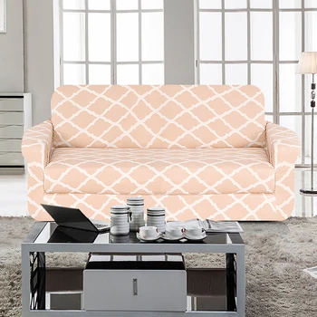 

Beige geometric sofa cover Printed couch cover Polyester bench Covers Elastic stretchy Furniture Slipcovers home living room