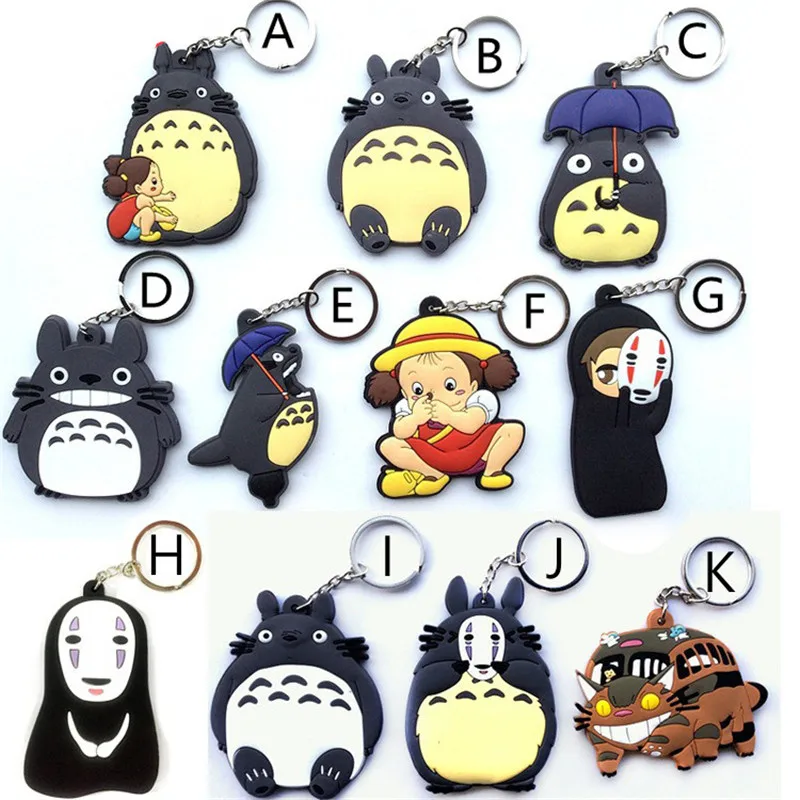 Anime Hayao Miyazaki Figures My Neighboor Totoro Spirited Away No Face Man PVC Keychain Key Bag Pendants Dolls 20pcslot  (2)