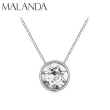 Malanda Новая мода круговой кулон круглый кристалл от Swarovski массивные ожерелья для женщин Свадебные украшения подарок девушке