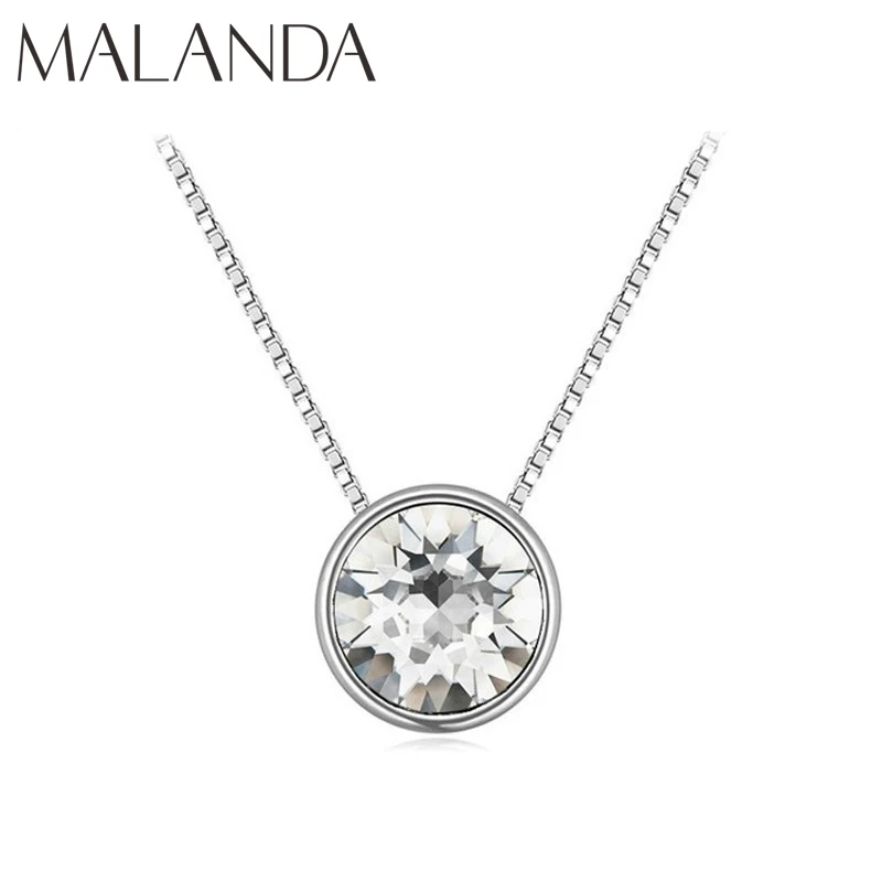 

Malanda Brand New Fashion Circular Pendant Round Crystal From Swarovski Statement Necklaces For Women Wedding Jewelry Girl Gift