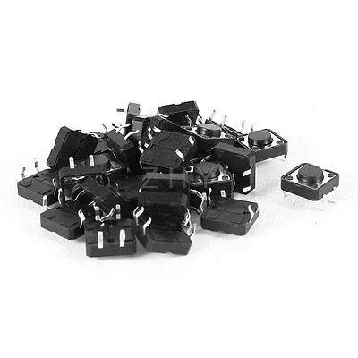 30 PCS 12mmx12mmx5mm Round Button 4 Pin Momentary Tact Tactile Switch Black | Обустройство дома