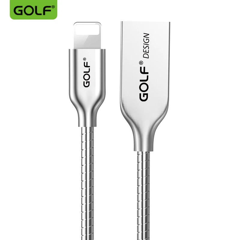 GOLF 100 см Металлический USB кабель для синхронизации данных и зарядки из цинкового сплава для iPhone 5 5S 6 6S 7 8 Plus X XS iPad Air 2 mini 2 кабель для быстрой зарядки
