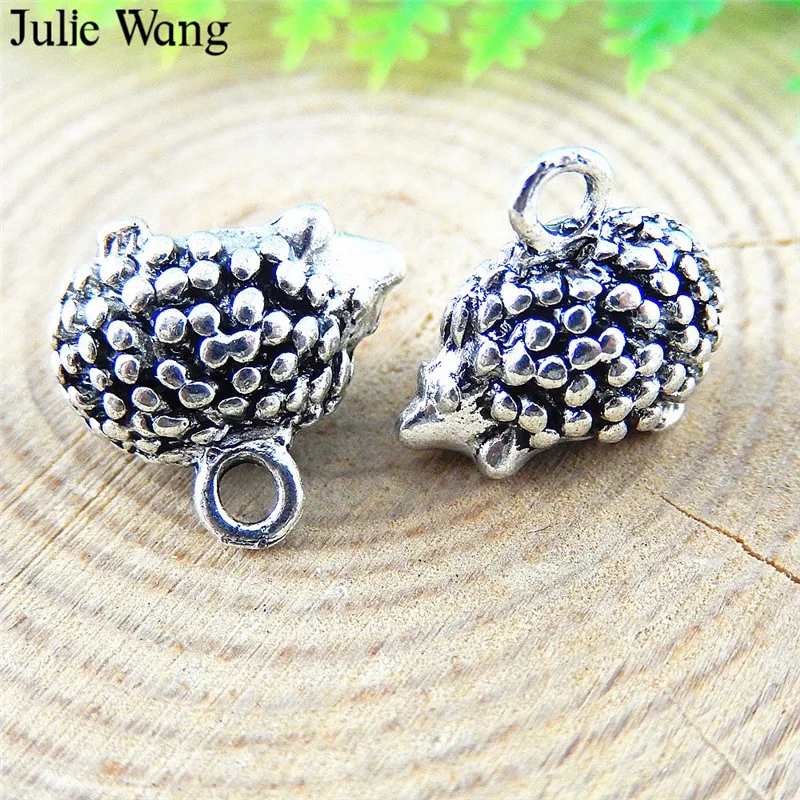 

Julie Wang 10pcs Alloy Antique Silver Hedgehog Charms Necklace Pendants Earrings Findings Jewelry Making Accessory 14*11*8mm