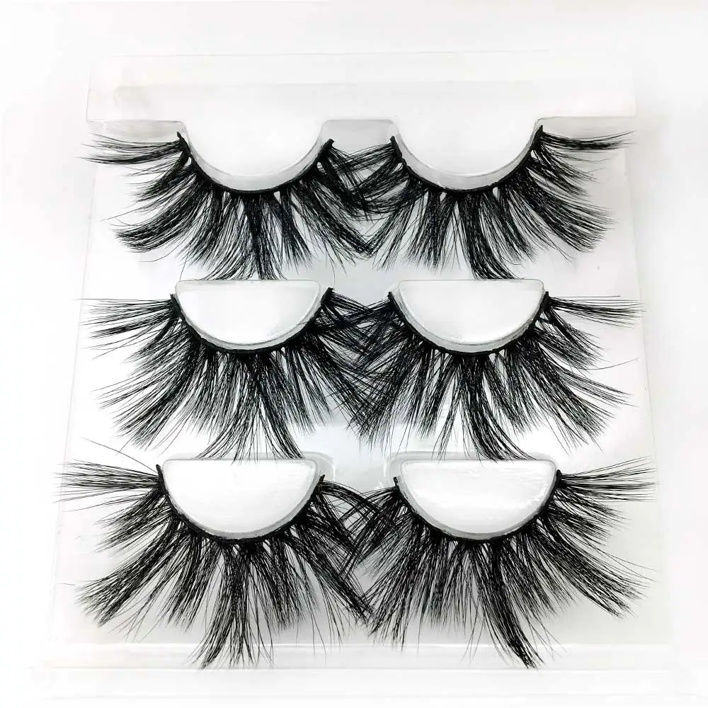 NEW 3 Pairs 3D Mink Hair False Eyelashes Criss-cross Wispy Cross Fluffy 25mm Lashes Extension Handmade Eye Makeup Tools - Цвет: 14