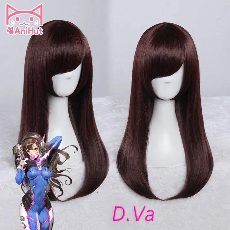 [Anihut】ow D.va Dva Cosplay Wig Song Hana Red Brown термостойкие синтетические волосы игра OW D.VA DVA для