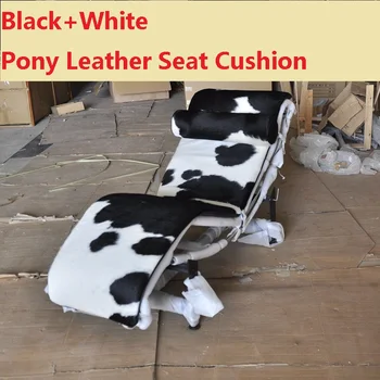 

Free shipping U-BEST Luxury black and white pony leather Recliners Beach LC4 Lounge Chair pad,ONLY CUSHION NOT WHOLE CHAIR