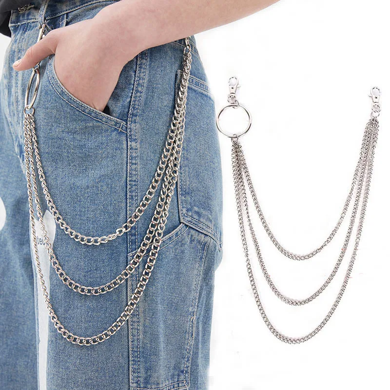 

BLA Three-layer Pant Chain Waist Belt Rock Jeans Keychain Waist Wallet Link Belt Key Chain Fashion Punk Hip-hop keyring Z30