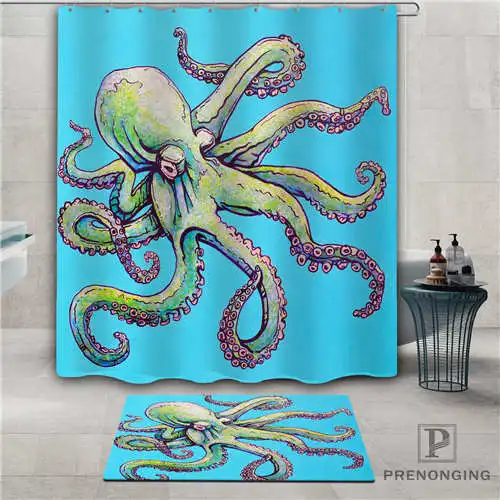 Пользовательские изображения осьминога (1) Водонепроницаемый душ Шторы коврик для дома Ванна Ткань полиэстер для ванной разные размеры