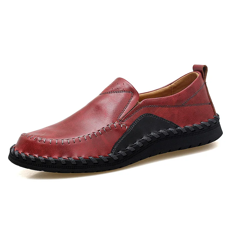 Большие размеры, Новое поступление, кожаная мужская повседневная обувь, Летние мокасины наивысшего качества для вождения, лоферы без шнуровки, Мужская итальянская обувь на плоской подошве, 38-47 - Цвет: Красный