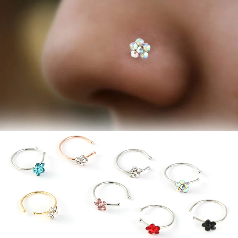 

10PCS Fashion Punk Stainless Steel Heart Nose Rings Hoop Women Accessories Jewelry Fake Nose Piercings Body Piercing Jewelry