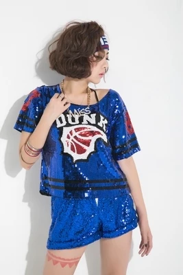 only red top Songyuexia, для взрослых, джаз, ds, современный танцевальный костюм, s хип-хоп, хип-хоп, блестки, dj, танцевальный костюм, одежда - Цвет: only red top