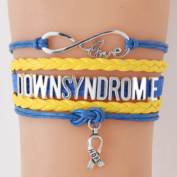 

Infinity Love Down Syndrome Hope Ribbon Charm Bracelets Bangles Gifts For Women Men Awareness Wrap Bracelets Jewelry