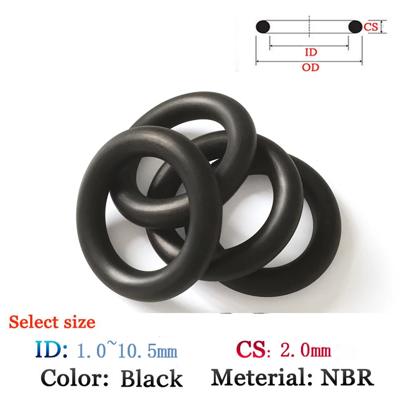 Nbr gasket o ring cs 2 0mm id1 0 10 5mm fluoro rubber plastic o ring