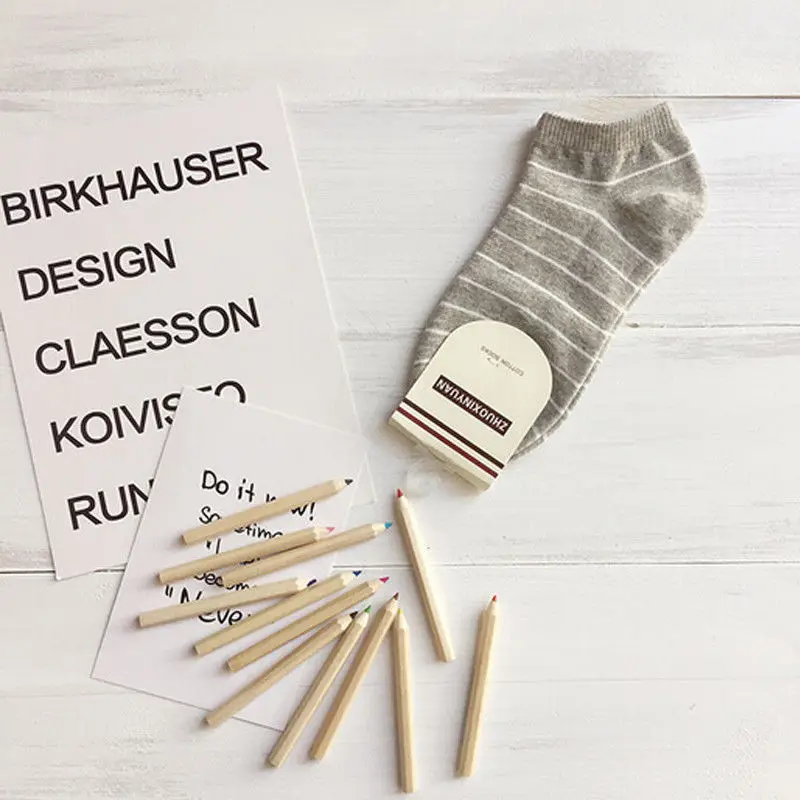 5/10 Pairs Of Socks Set Women Cotton Ankle Socks Girls Athletic Low-Cut Striped Short Socks