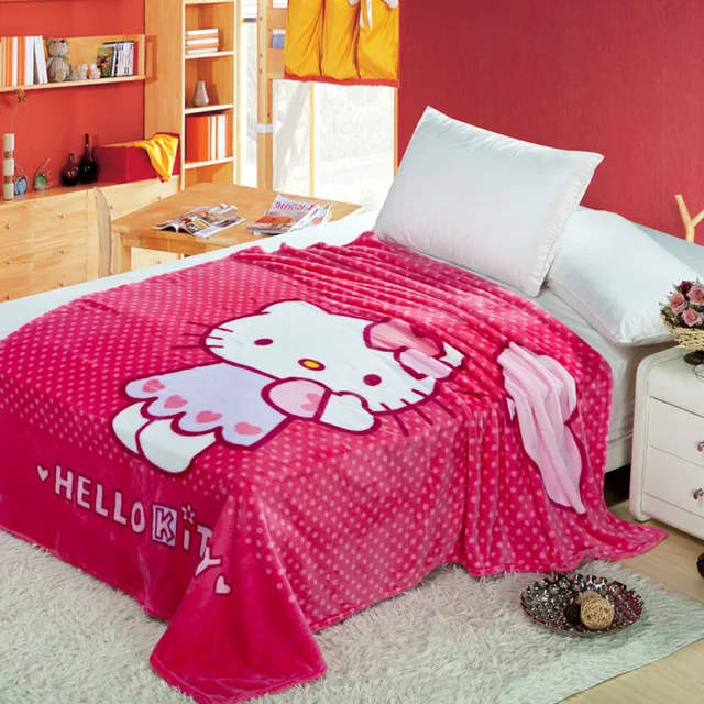 Kawaii Hello Kitty Blanket Cartoon Fleece Blankets for Adult/kidsThrow