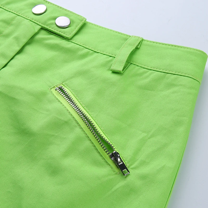 Rapwriter флуоресцентная зеленая Корейская Харадзюку мини юбка женская уличная Летняя Сексуальная юбка карандаш с высокой талией юбка с запахом в стиле панк