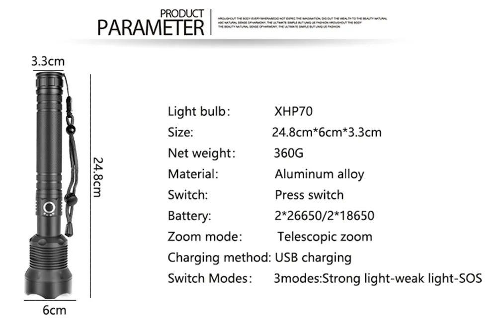 Мощный USB фонарик xhp70.2 Самый светодиодный фонарик USB Zoom СВЕТОДИОДНЫЙ Фонарь xhp70 xhp50 18650 или 26650 Аккумулятор для кемпинга