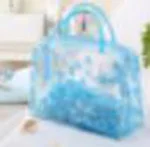 ETya дорожная ПВХ прозрачная косметичка, сумка для мытья, прозрачная Цветочная полоска, для купания, нижнее белье, Для Хранения Туалетных принадлежностей, водонепроницаемая сумка-тоут - Цвет: Floral blue
