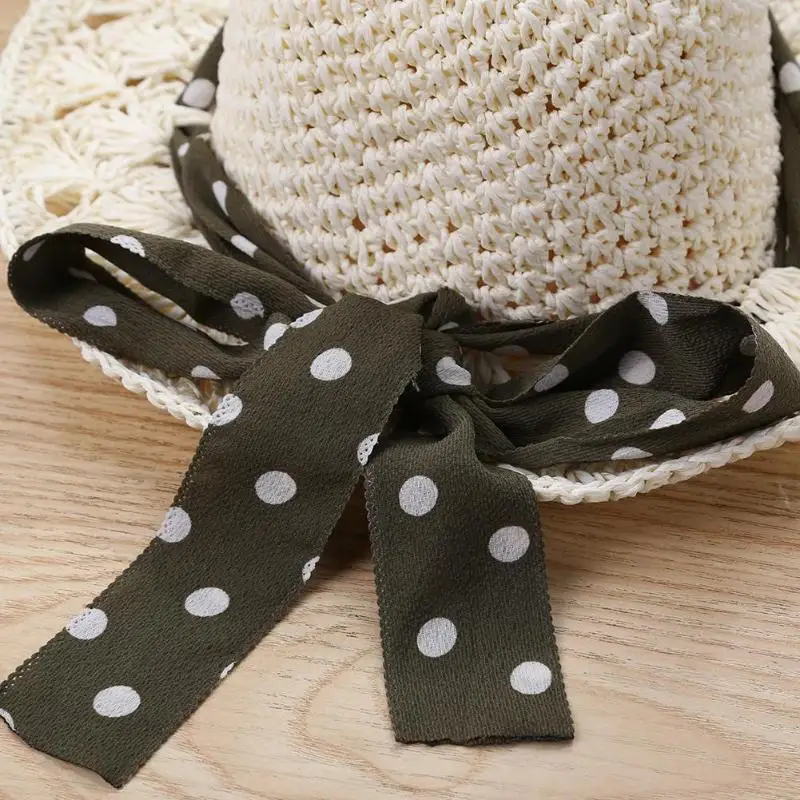 Toddler Breathable Straw Hat Summer Sun Cap Princess Hats Bowknot Flower