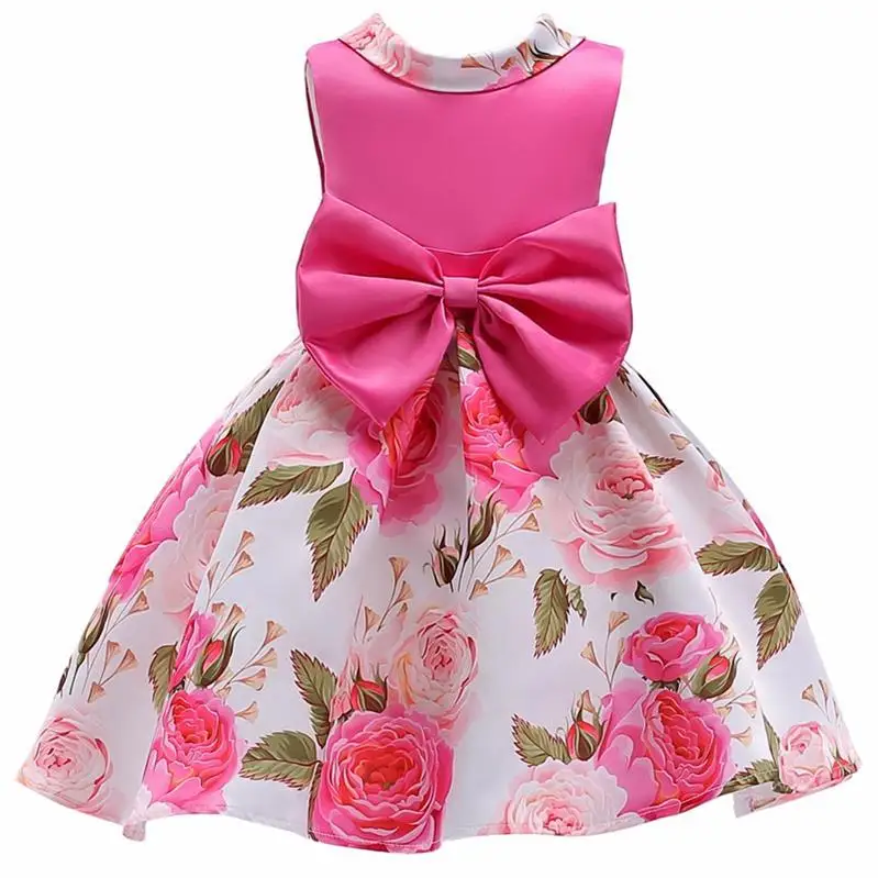 BacklakeGirls/Элегантные Детские платья принцессы для свадьбы, вечернее платье для вечеринки летнее платье с цветочным рисунком для девочек от 4 до 12 лет - Цвет: mei red