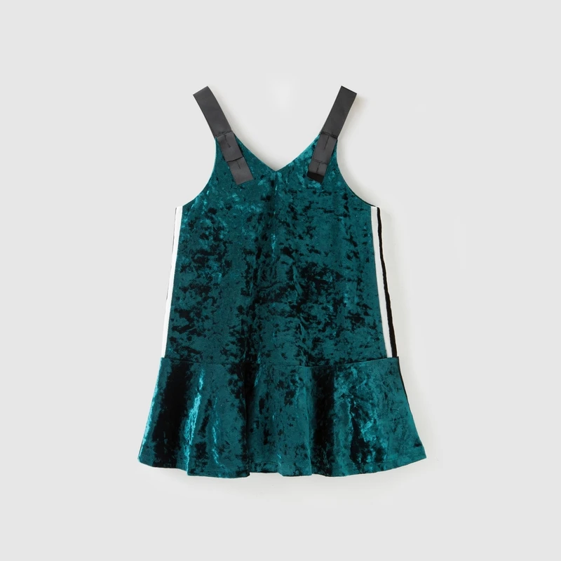 MiniBalabala/детское велюровое платье для девочек; бархатные платья; нарядные платья без рукавов; одежда для маленьких девочек - Цвет: medium green