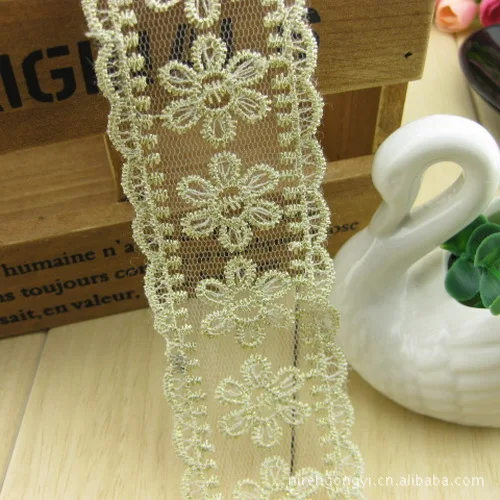 

40mm Polyester lace gold color lacework Diy Handmade Patchwork Apparel Sewing Fabric Polyester Lace 1M/Lot