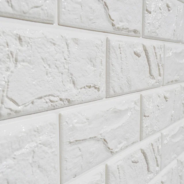 1pc White Embossed Brick Wall Sticker Panel Soft Thicken Foam Diy 1pc White Embossed Brick Wall Sticker Panel Soft Thicken Foam Diy Texture Wallpaper Living Room Wallcovering 60 60cm