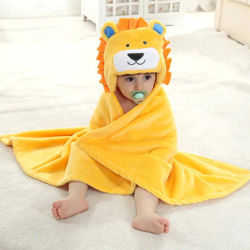 Детские Мультяшные животные косплей реквизит для фотографий одеяло для новорожденных фланелевый модный желтый лев дизайн Новорожденный младенческий банный спальный халат