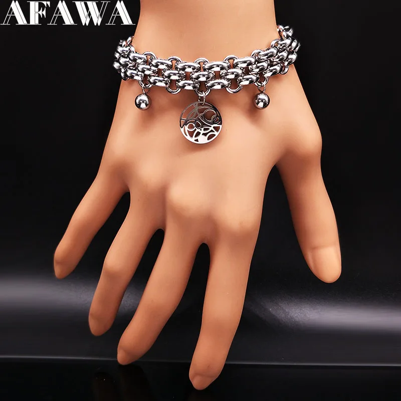 Модные геометрические браслеты из нержавеющей стали для женщин цвет серебра талисман браслет ювелирные изделия подарок браслет femme B17835