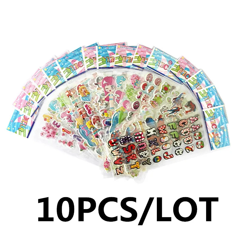 On Sale Bubble stickers 10 Sheets/Set Mixed 3D Foam Cartoon Kids Cute Stickers Puffy Stickers
