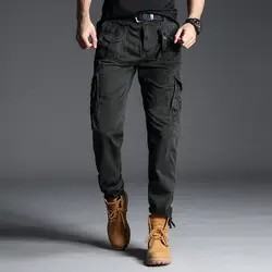 Для мужчин брюки-карго армейские зеленый большой декоративные карманы Для мужчин s Повседневное длинные брюки мужские весенние Мода Новый