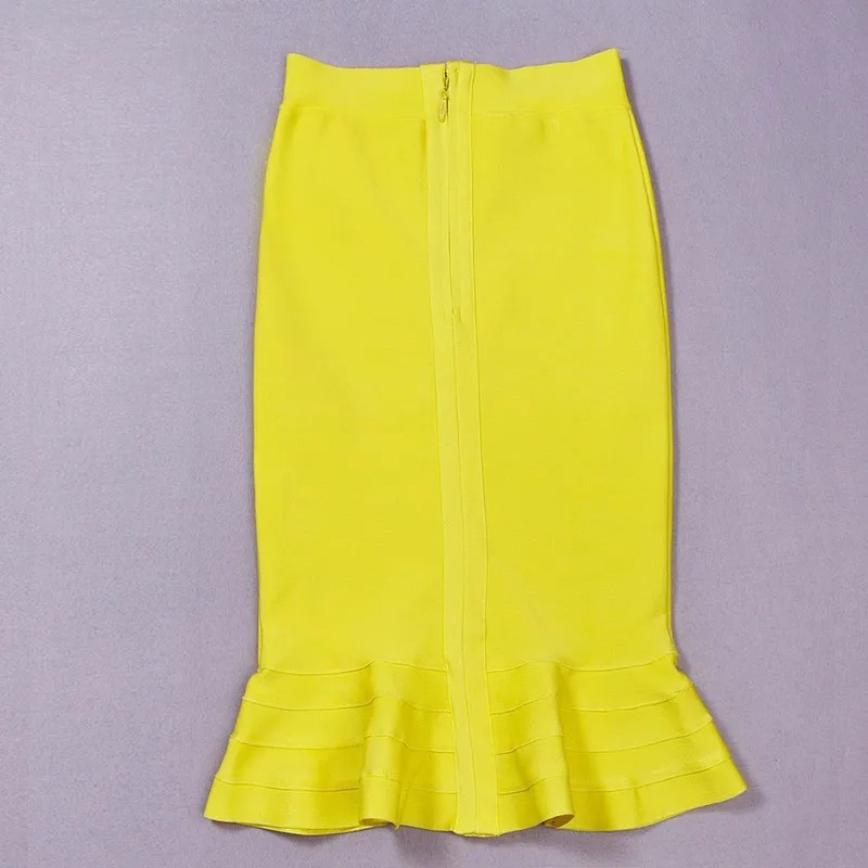 yellow 2020 new fashion sexy women's knee length high waist rayon hl fishtail mermaid bandage skirt skorts for women