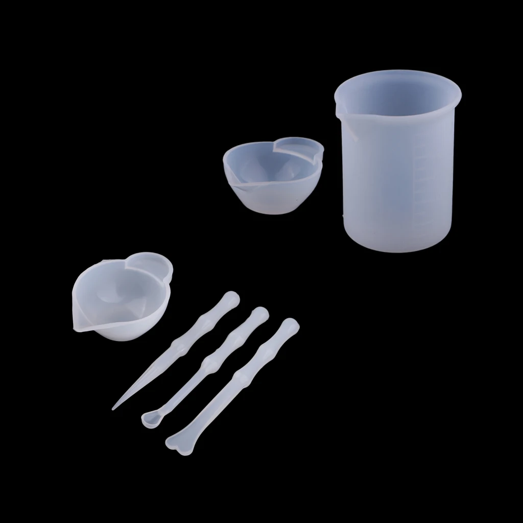 6pcs Silicone Reusable Mixing Measuring Cups Liquid Epoxy Resin Stirring Distribution Hobby Casting Jewelry Making DIY Tools