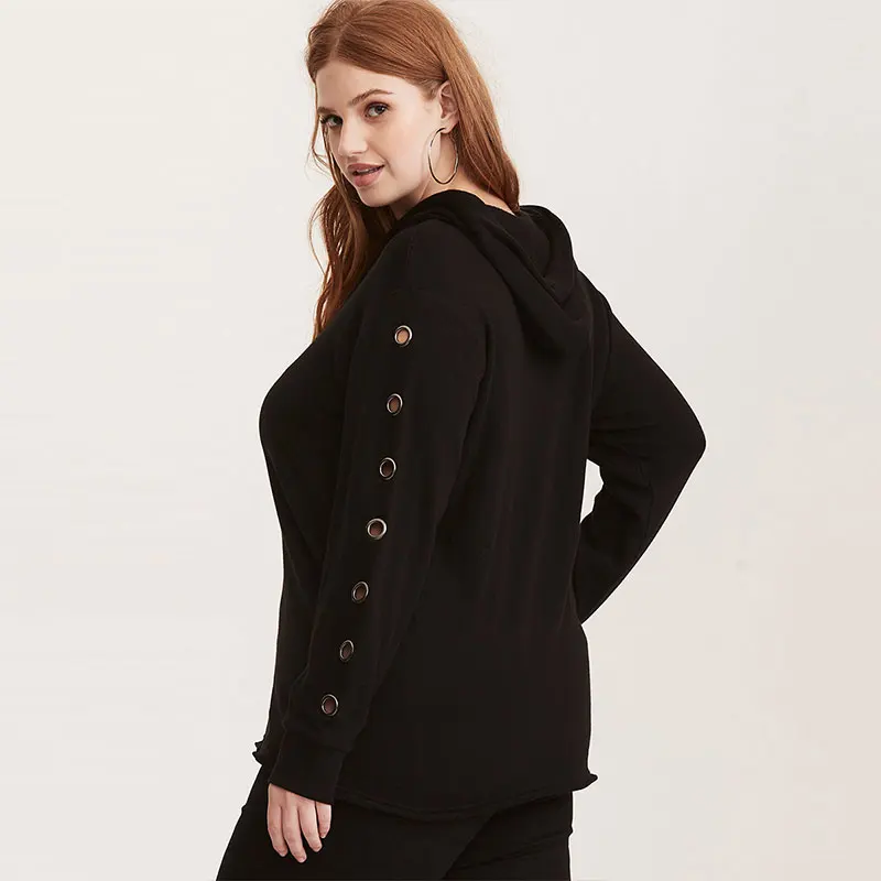 Kissmilk Plus Size Autumn 2018 Tops For Lady O Neck Rivet Women Normcore Slim Handsom Casual Streetwear Black Sweatshirt Kissmilk Plus Size Autumn 2018 Tops For Lady O Neck Rivet Women Normcore Slim Handsom Casual Streetwear Black Sweatshirt