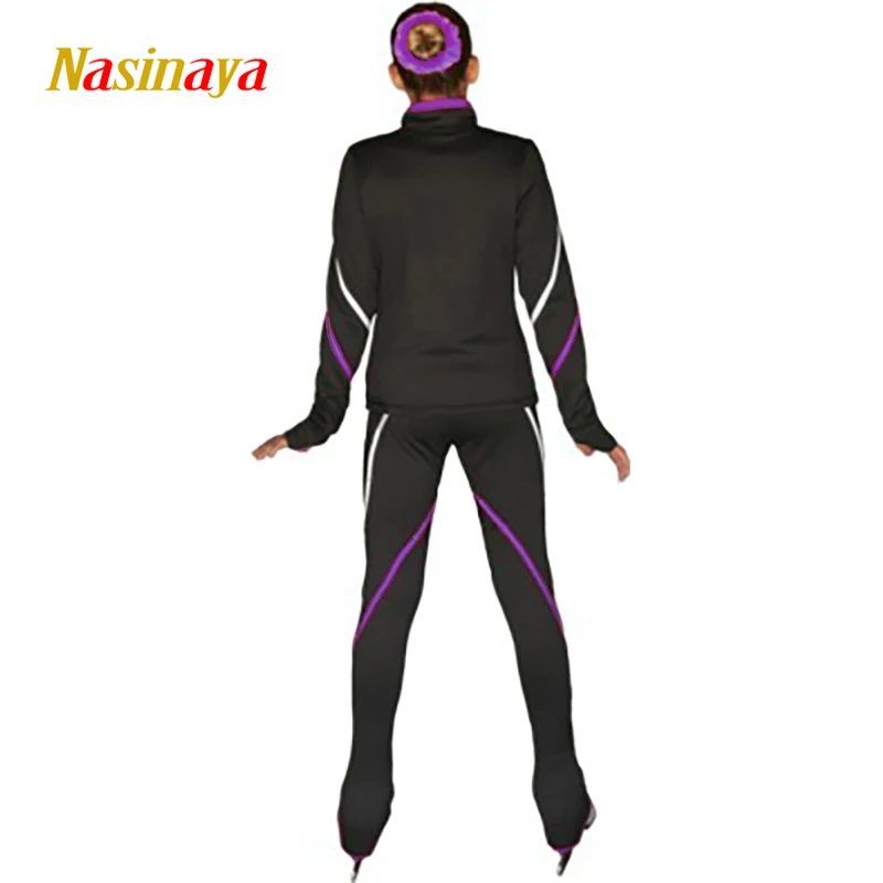 Ice Figure Skating Kids Dance Black Jacket and Pants Suits Costume Skating Suit Girl Dance Costume