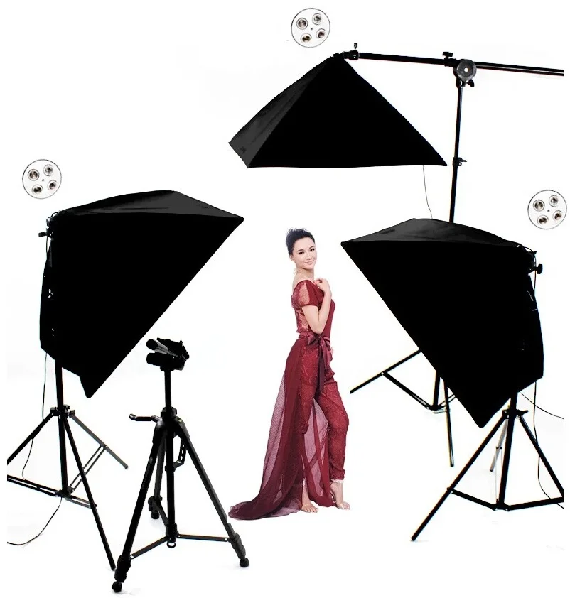 

2100W Photography Studio Soft Box Continuous Lighting Softbox Boom Arm Stand Kit 12 x 150W-5500K Fluorescent Bulbs