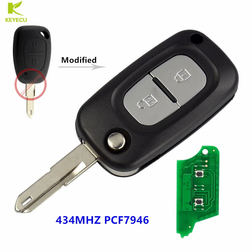 

KEYECU Replacement Modified Remote Car Key 433MHz PCF7946 For Renault VAUXHALL VIVARO MOVANO TRAFFIC MASTER KANGOO 2000-2008
