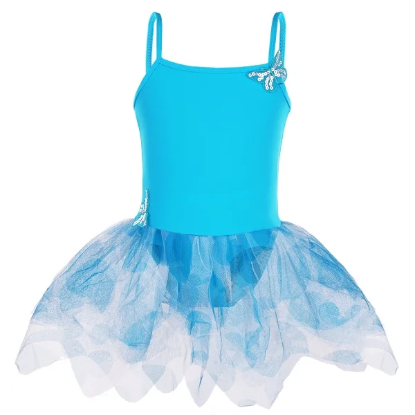 Без рукавов танцевальные костюмы, тренировочная одежда для занятий гимнастикой для Для девочек 3-8 лет; классическое детское платье-пачка; костюм-Купальник 5 цветов - Цвет: Blue