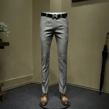 Брюки в деловом стиле мужское платье серый плюс размер костюм брюки строгие брюки для мужчин slim fit серый свадебная одежда жениха бизнес длинные брюки