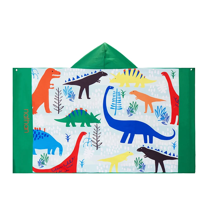 Herbabe/летнее пляжное одеяло для малышей; мягкий плащ с капюшоном и рисунком; быстросохнущее детское купальное полотенце; банный халат для новорожденных мальчиков и девочек - Цвет: Dinosaur-Hooded