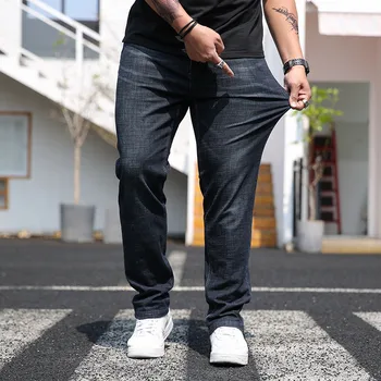 

Jeans men 2020 New Large size Men's Thin jeans Loose Comfortable Business Casual wild Denim trousers Men's High waist Black jean