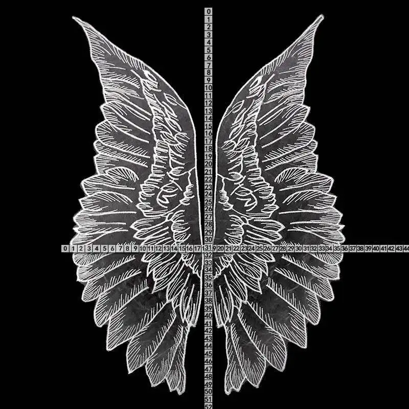 2PCS Luxury Tulle Organza Lace Fabric Wings Applique Patches Embroidery Sewing Trimmings Dress Guipure Supplies