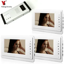 YobangSecurity 7 Inch Wired Video Door Phone Visual Intercom Doorbell with 3* Monitor+1* Camera For 3 Units Apartment Intercom