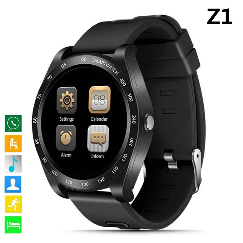 

Z1 Bluetooth Smart Watch Message Push Call Alarm Clock Camera Support SIM TF Card Sleep Monitor Pedometer Sport Wristband PK Y1
