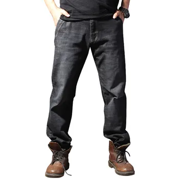 

New Arrival Male Loose Straight Jeans Autumn Spring Black Pants 100% Men's Cotton Trousers Plus Size 30-32 34 35 36 38 40 42