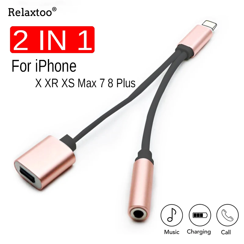 Goede 2 IN 1 Audio Splitter Adapter Voor iphone X XR XS Max 7 8 Plus Hoofdtelefoon Converter Voor Lightning Kabel oortelefoon Aux Jack Opladen