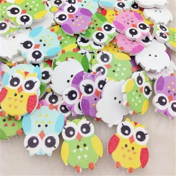 

100pcs Mix Color Baby Owl Birds Carton Buttons Kid' Baby Sewing Craft Lots 25*21 mm WB216