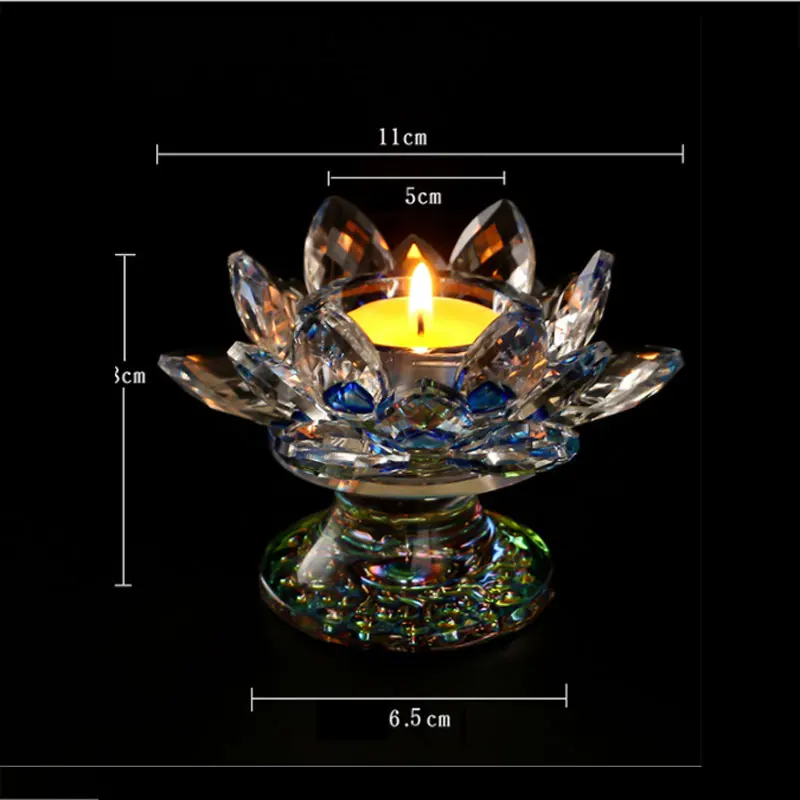 Crystal Lotus Candlestick Tealight Holders 7 colors