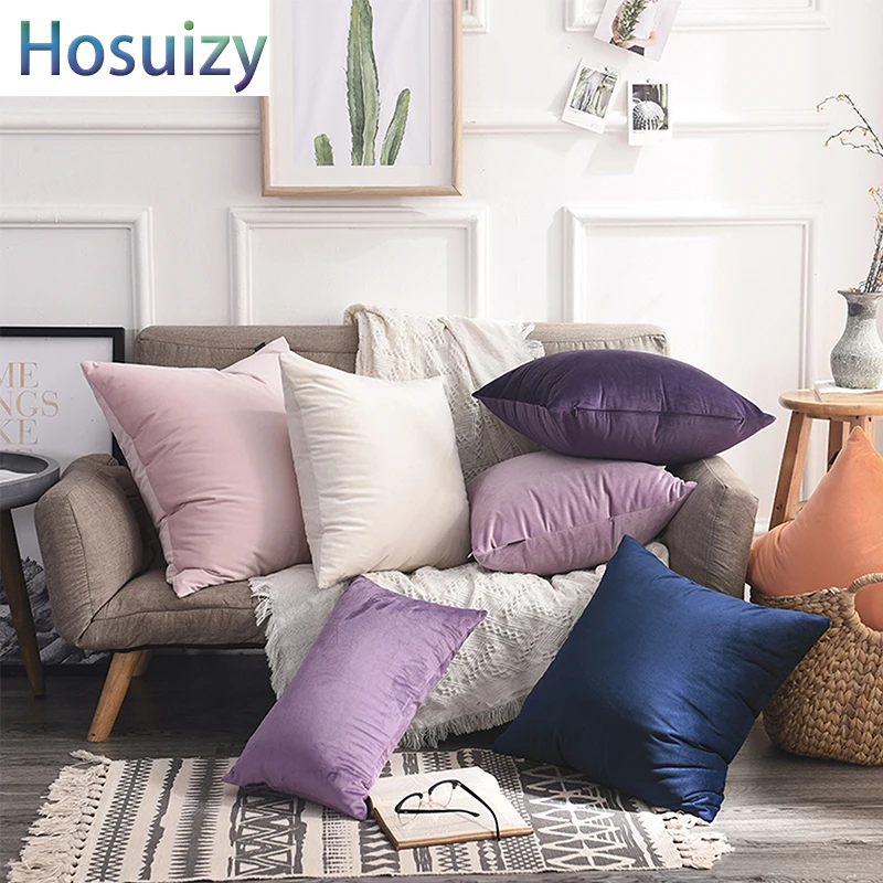 

Solid Color Velvet Cushion Cover Soft Luxury Comfortable Modern Square Throw Pillow Cases for Sofa 45*45cm 60*60 / 50*50 / 30*50